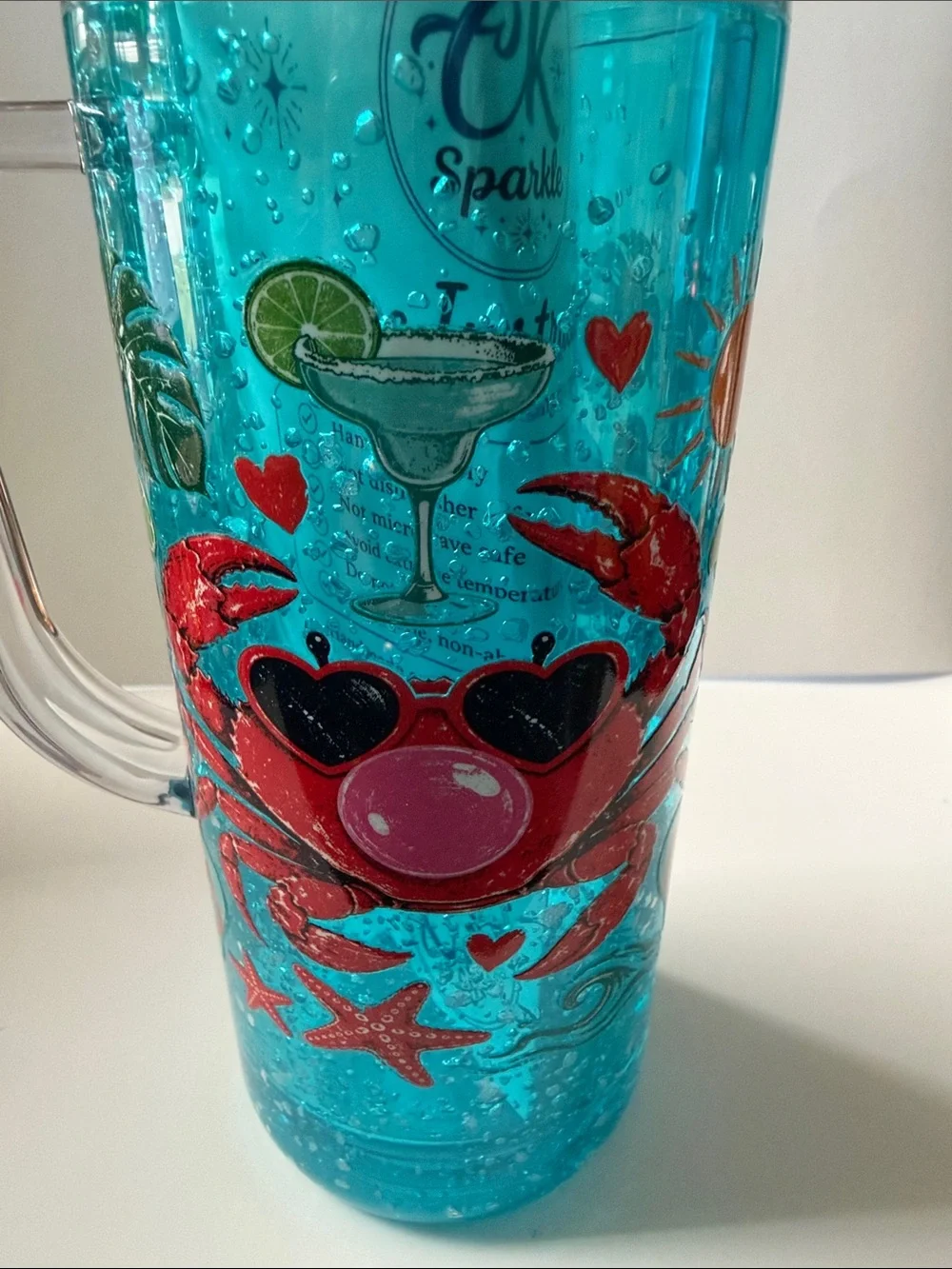 Beach Crab 20 oz Faux Slushy Acrylic Tumbler w/ Handle